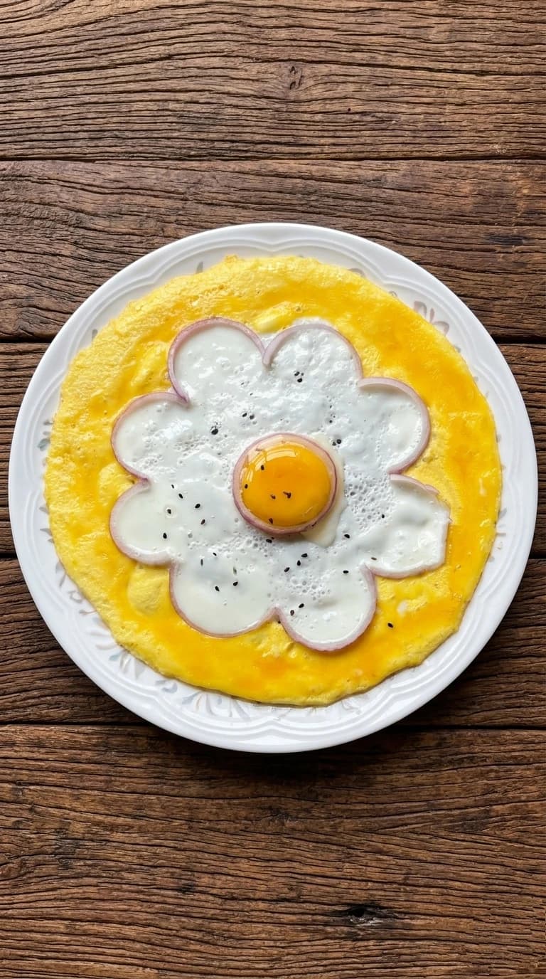 Dekoratif tabak süslemeleri ile sunum için çiçek yumurta nasıl yapılır? Sunumluk omlet tarifi ve yapımı için malzemeleri inceleyin.