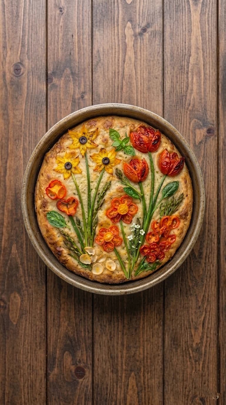 Dünya mutfaklarından hamur işleri  tarifleri için günün hamur işi önerisi;"Focaccia Garden" İtalyan ekmeği formunda kıymalı ve kaşarlı bahçe resimli ekmek nasıl yapılır? Focaccia tarifi ve yapılışı için malzemeleri inceleyin.