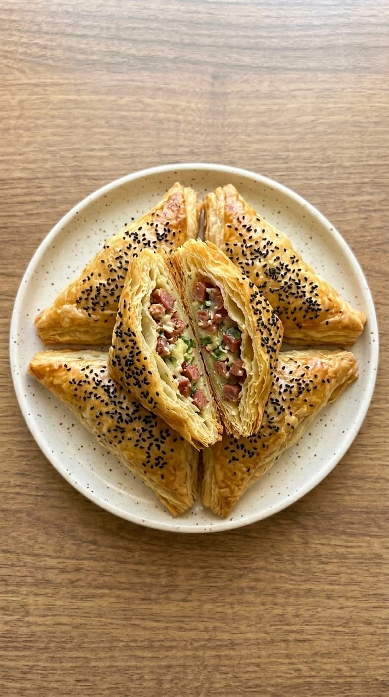 Hamur işleri ve börek tarifleri için günün önerisi; milföylü sosis ve parmesan harçlı çıtır üçgen börek nasıl yapılır? Milföylü parmesanlı sosisli börek tarifi ve yapılışı için malzemeleri inceleyin.